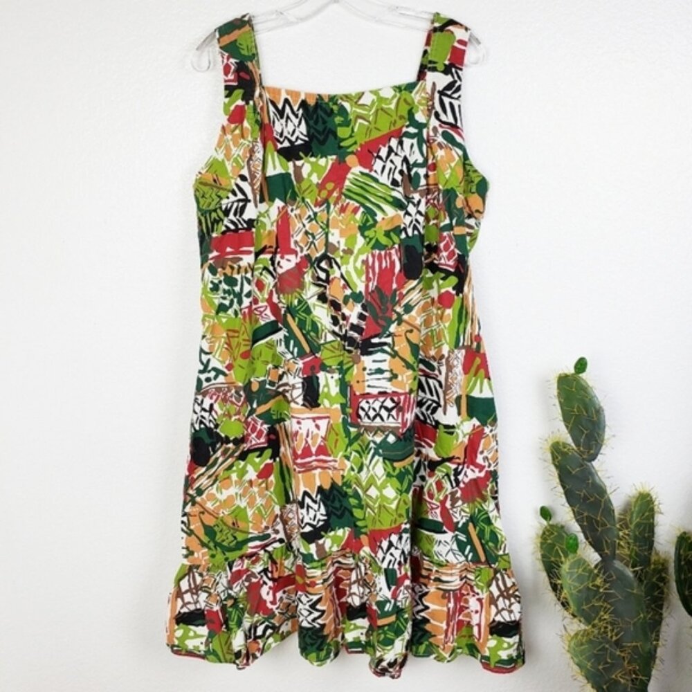 Vintage JAYLAN of California Summer Dress Tunic Colorful Abstract Art Print XL - Picture 2 of 11